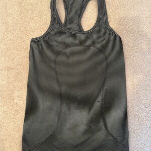 lululemon athletica Black and Gray Striped Tank Top